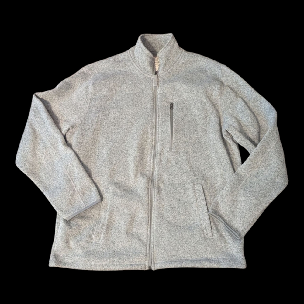 St. John's Bay Gray Heathered Full Zip Fleece Mock Neck Sweater Jacket Men's XL